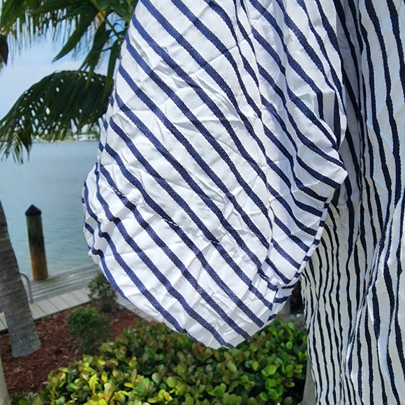 Finley Nautical Sailor Stripe Portrait Collar Spectator Dress Sz XS - Picture 9 of 13